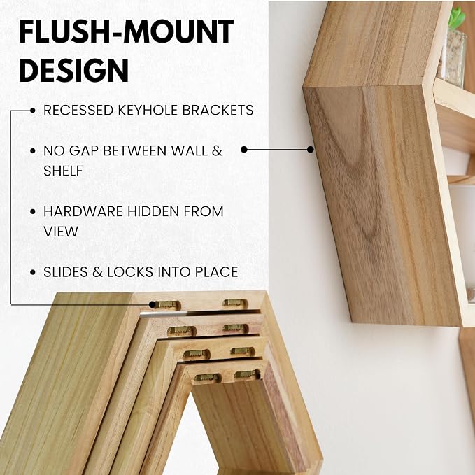 Hexagon Floating Shelves Set of 4 - Image 3