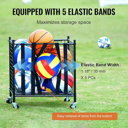 VEVOR Rolling Sports Ball Storage Cart, Lockable Basketball Cage - Image 4
