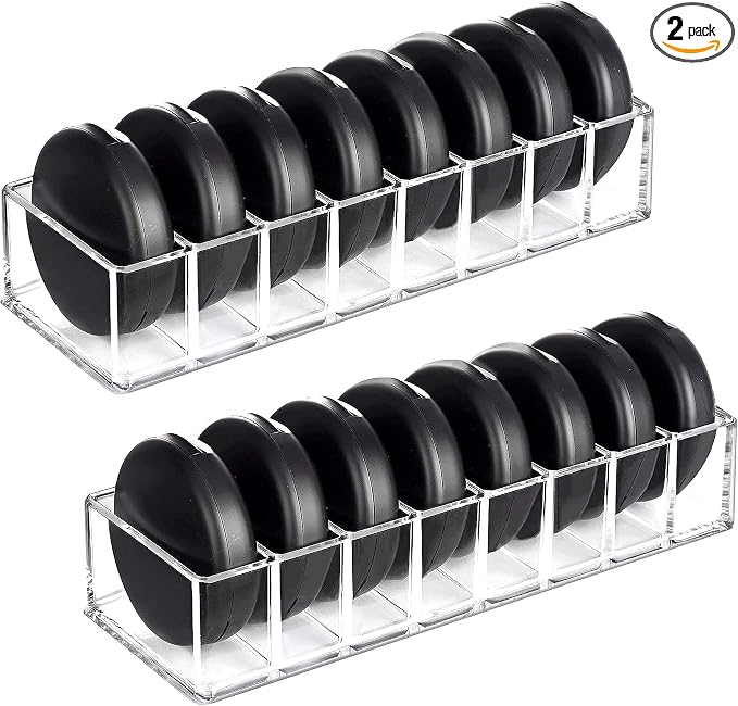 HBlife 2 Pack Clear Acrylic Makeup Compact Organizer, 8 Spaces Vanity Organizer by HBlife