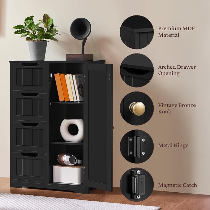 Yaheetech Wooden Bathroom Floor/Side Storage Organizer Cabinet - Image 6