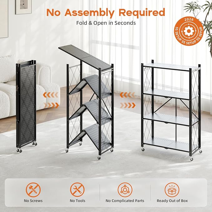 Fenbeli Foldable Shelves with Wheels - Image 7