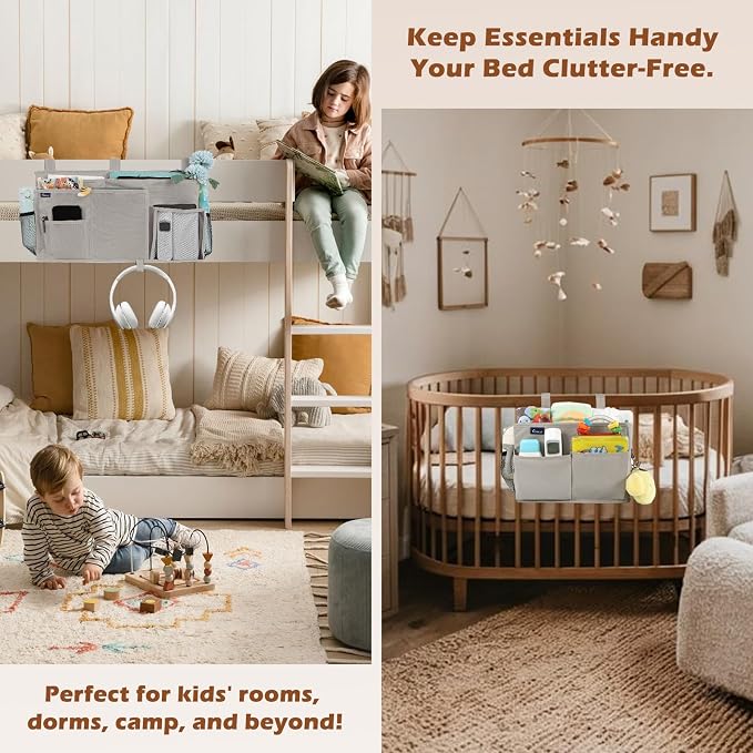 Surblue Bedside Caddy Bunk Bed Storage Organizer Hanging Pockets - Image 2