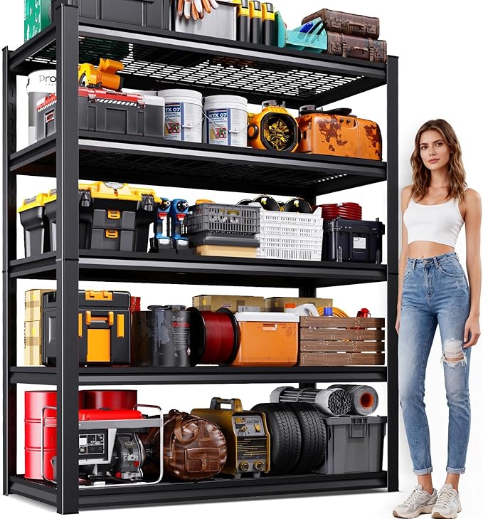 Garage Shelving-5 Tier Storage Shelves, Adjustable Heavy Duty Metal Shelving by CreatingaComfortableLiving