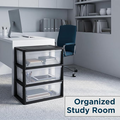 Wide 3 Drawer Tower, Plastic Storage Drawers - Image 3