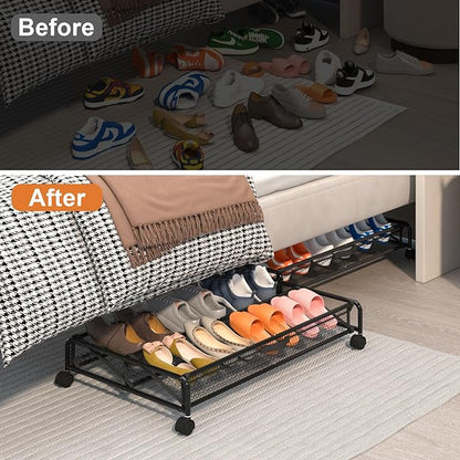 Under Bed Shoes Storage, 2 Pack Rolling Under-bed Storage Containers - Image 5
