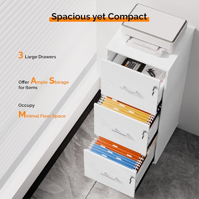 VINGLI 3 Drawer File Cabinet - Image 4