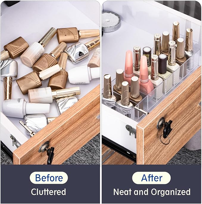 Acrylic Makeup Brush Organizers, 8 Section 8 Compartments Transparent Plastic - Image 3