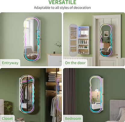 HNEBC LED Mirror Jewelry Cabinet - Image 2