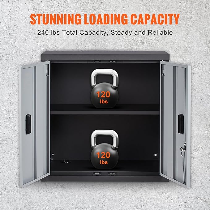 VEVOR Foldable Wall Cabinet, Metal Garage Locker Mounted 26" Small Tool Chest - Image 5