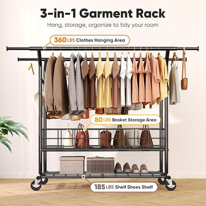 HOKEEPER Heavy Duty Clothes Rack Load 625 LBS, Clothing Rack - Image 2
