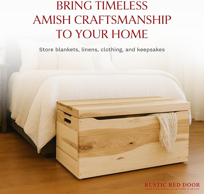Amish Made Wooden Storage Chest Trunk Box - Image 4