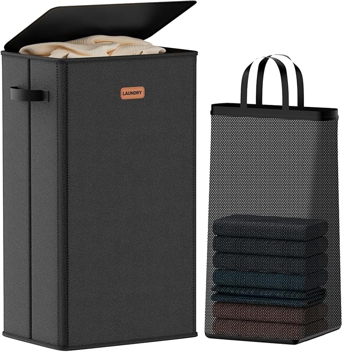 100L Laundry Hamper with Lid, Large Clothes Hampers with Removable Bag by Vexalora