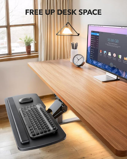 HUANUO Keyboard Tray Under Desk, 360 Adjustable Under Desk Keyboard Tray Slide - Image 5