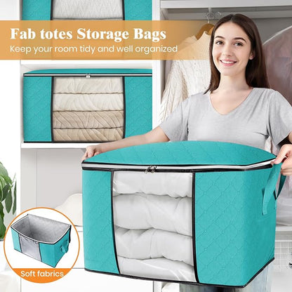 Fab totes 24 Gallons Clothes Storage, Foldable Thick Fabric Blanket Storage Bags - Image 5
