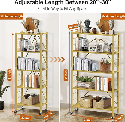 5 Tier Foldable Storage Shelves, Expandable Folding Shelving Units - Image 2