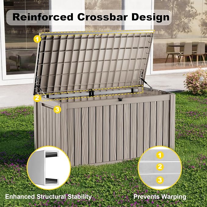 200 Gallon Waterproof Outdoor Storage Box, UV Resistant Resin Deck Box - Image 4
