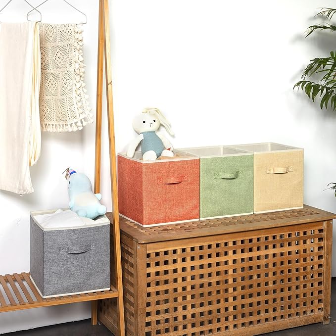 Storage Cube Organizer Bin 10.5" x 10.5" x 11" Large Boxes Fabric Basket - Image 2