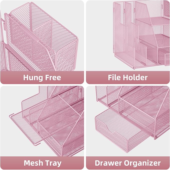 Marbrasse Desk Organizer and Accessories, 3-Tier File Organizer - Image 4