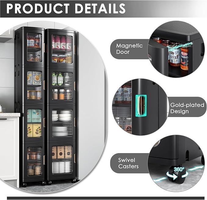 VECELO 4-Tier Tall Narrow Storage Cabinet - Image 4