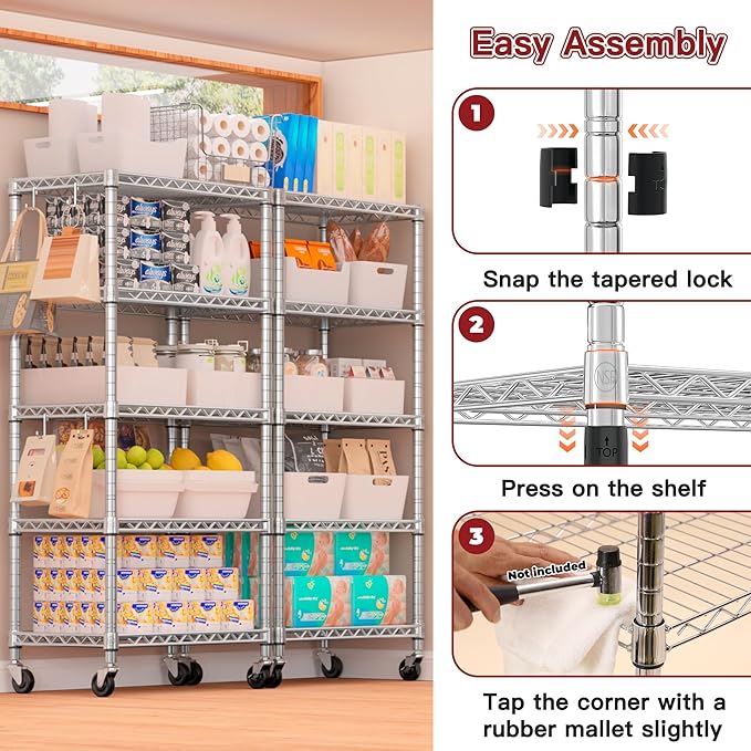PrimeZone 3 Pack Steel Storage Wire Shelving 5 Tier Metal Shelves - Image 5