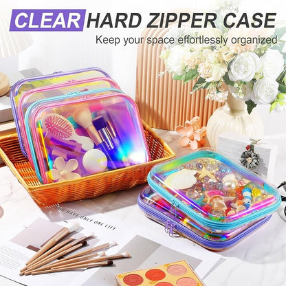 Sanwuta 6 Pcs Clear Hard Zipper Case Hard Plastic Zipper Pouches Transparent - Image 5