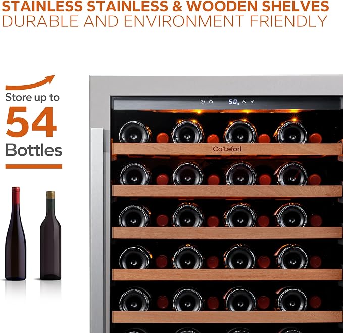 Ca'Lefort 24 Inch Wine Fridge, 54 Bottle Wine Cooler Refrigerator, 40-65°F Wine - Image 2