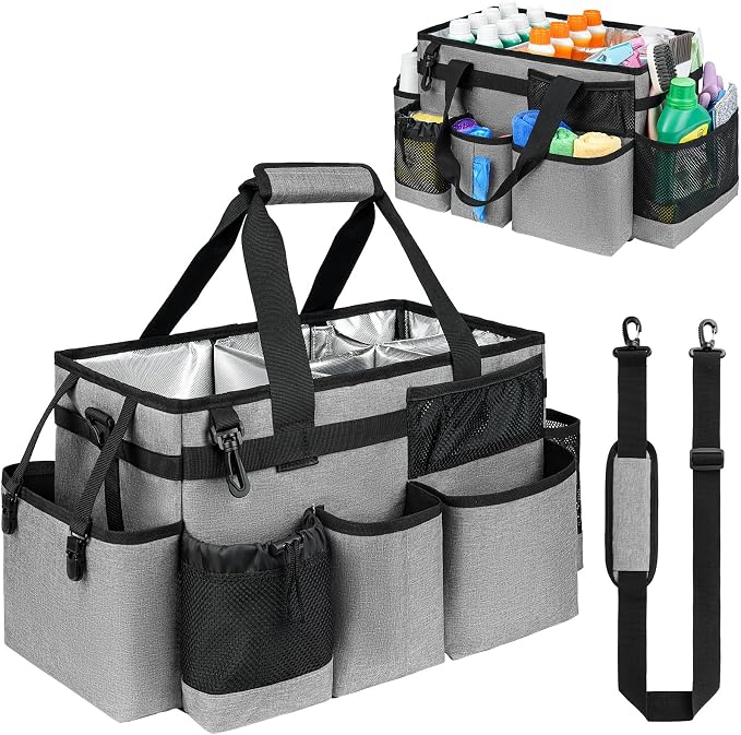 Cleaning Caddy Bag, Large Cleaning Supplies Organizer by Jaffzora