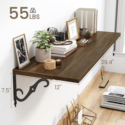 Fun Memories 40 Inch Floating Shelves Wall Mounted, 12 Inch Deep Wall Shelves - Image 3