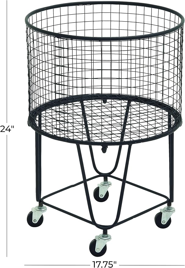 CosmoLiving by Cosmopolitan Metal Storage Cart Deep Set Rolling Mesh Laundry - Image 6