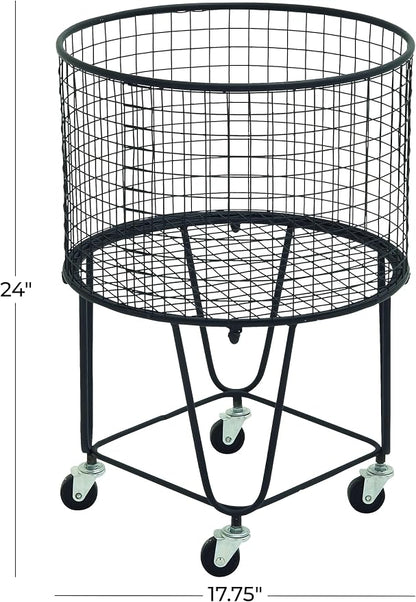 CosmoLiving by Cosmopolitan Metal Storage Cart Deep Set Rolling Mesh Laundry - Image 6