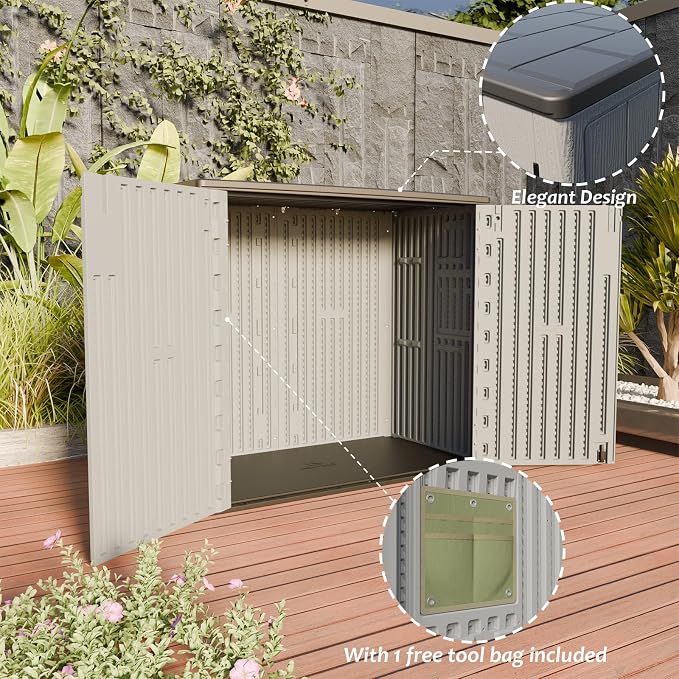 HOMSPARK 37 Cu.Ft Outdoor Storage Shed Weather Resistant, Resin Storage Sheds & - Image 4