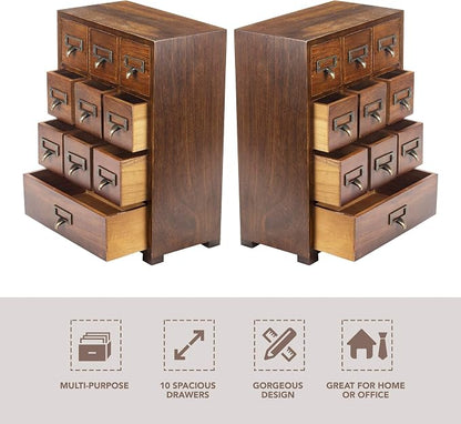 Library Card Catalog Solid Wood Small Curio Cabinet l Retro Storage Organizer - Image 4