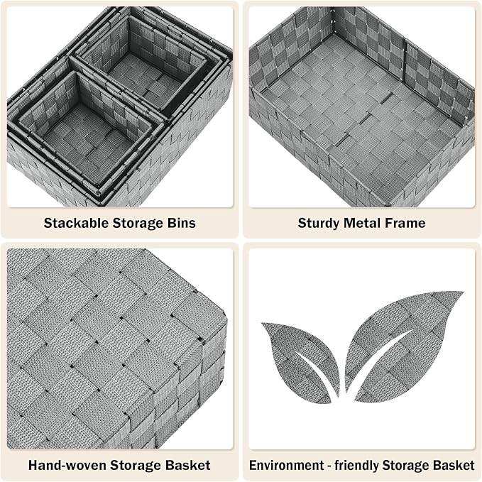 Woven Storage Baskets, Storage Bins, Cube Basket Container Baskets Storage - Image 4