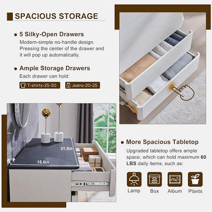 ACCOHOHO Modern 5 Drawer Dresser - Image 4