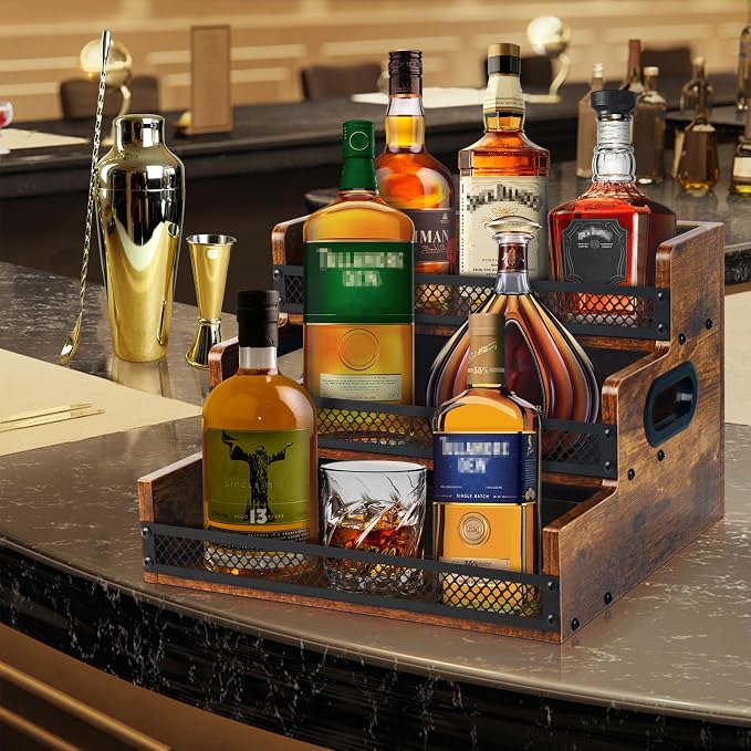 Liquor Bottle Display Shelf, Coffee Syrup Rack Organizer, 3 Step Countertop - Image 3