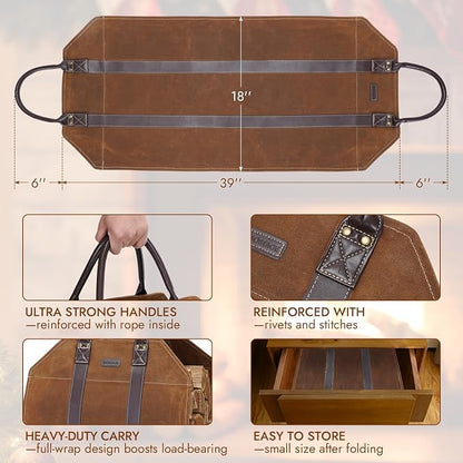 INNO STAGE Canvas Log Carrier Bag, Durable Wood Tote, Fireplace Stove - Image 3