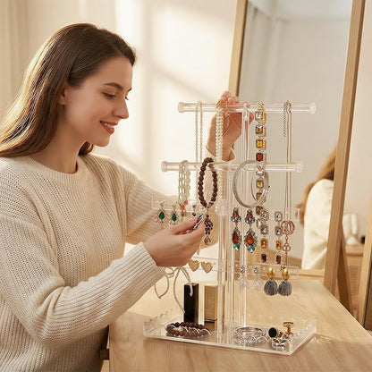 Acrylic Jewelry Stand with Scalloped Tray, Tower Tray Storage - Image 2