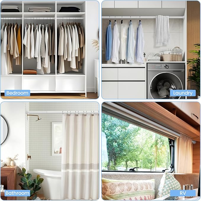3 Pack Closet Rods for Hanging Clothes, 17 to 28 Inch Heavy Duty Stepless - Image 7
