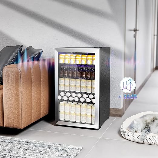 COWSAR Wine Cooler, 26 Bottle 130 Can Beverage Refrigerator, ETL Approved Mini - Image 7
