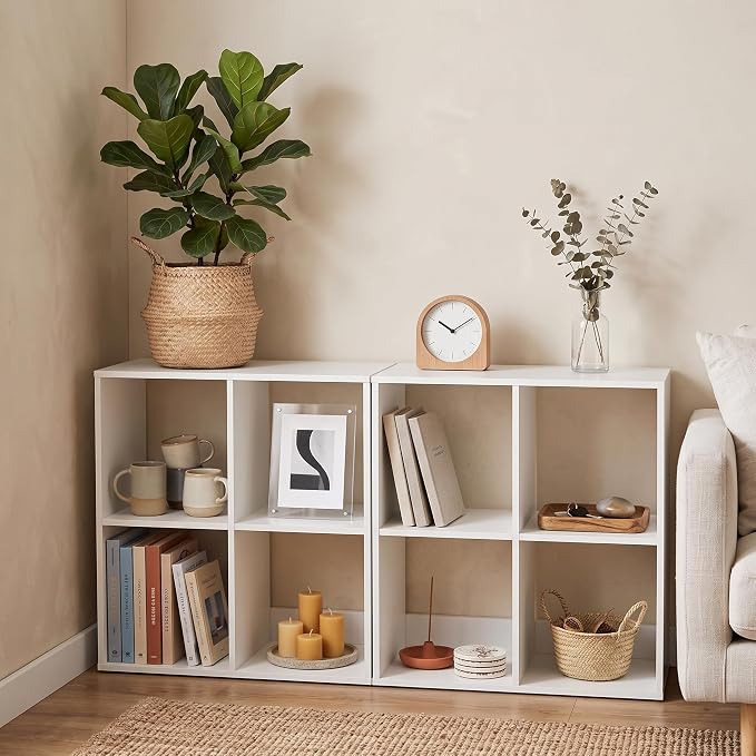 POWERSTONE 4 Cube Storage Organizer Set of 2, 2 Tier Cubby Bookshelf by POWERSTONE%C2%AE