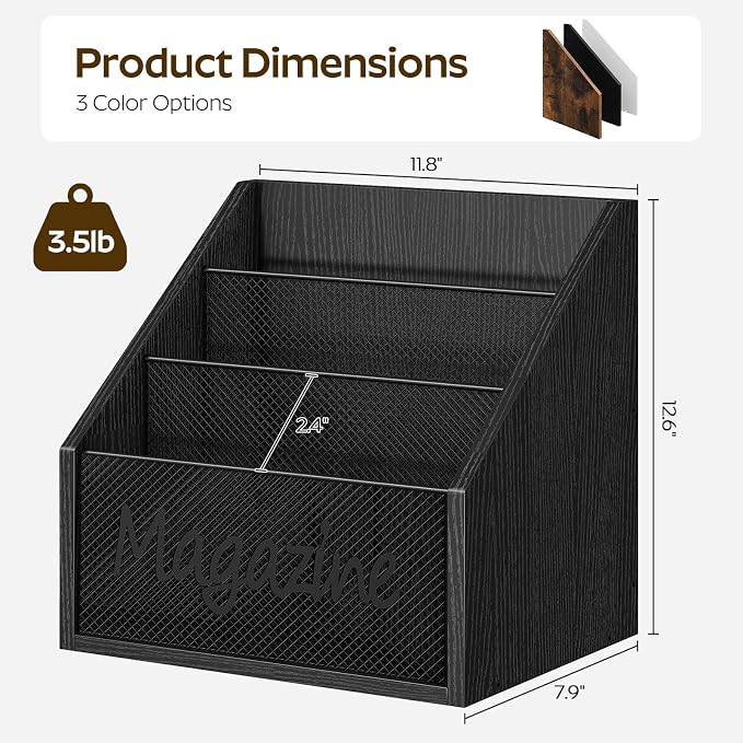 Magazine Holder, Wood Magazine Rack Floor, Mail Organizer Countertop, Magazine - Image 7
