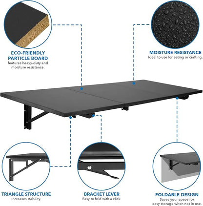 Mount-It! Heavy Duty Drop Down Table, Wall Mounted Drop Leaf Tables 45x15x7 - Image 8