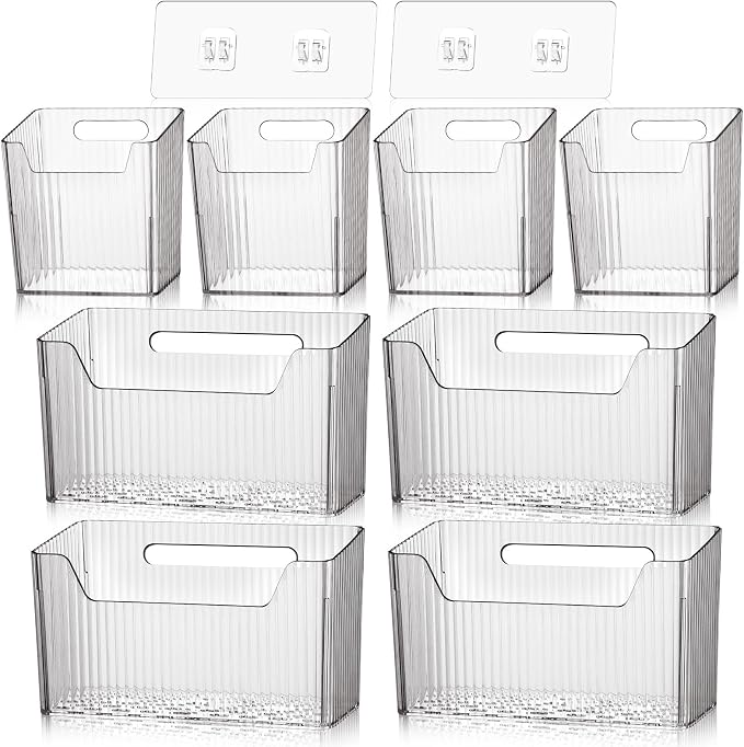 SiliFine 8 Pcs Storage Organizer Bins Wall Mounted Organizer Basket Plastic by SiliFine