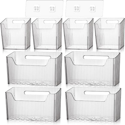SiliFine 8 Pcs Storage Organizer Bins Wall Mounted Organizer Basket Plastic by SiliFine