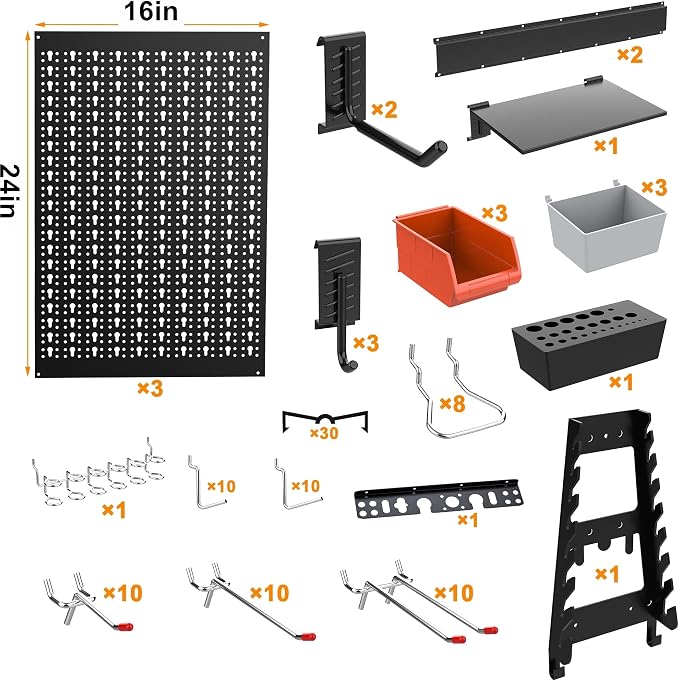 TORACK Metal Pegboard Wall Organizer System - Image 4