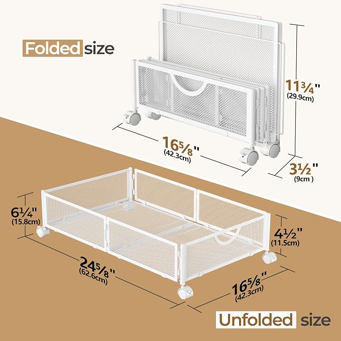 Yecaye Under Bed Storage with Wheels, 2 Pack Under Bed Shoe Storage Organizer - Image 2