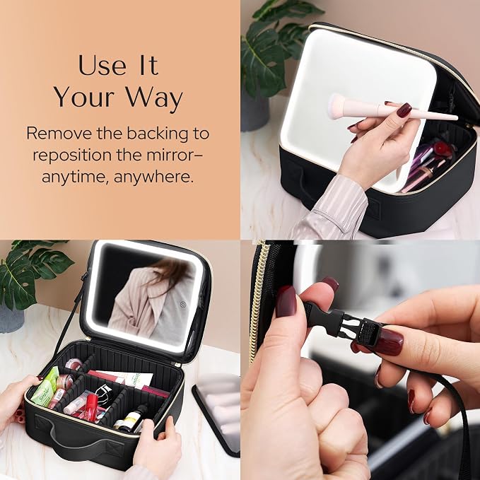 Makeup Bag with LED Mirror – Travel Cosmetic Organizer with Lighted Mirror - Image 7
