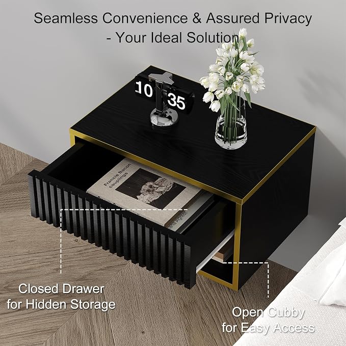 4ever2buy Floating Nightstand Set of 2, Modern Wall Mounted Nightstand - Image 3