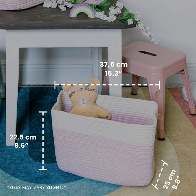 OrganiHaus Set of 3 Pink Woven Storage Baskets - Image 2