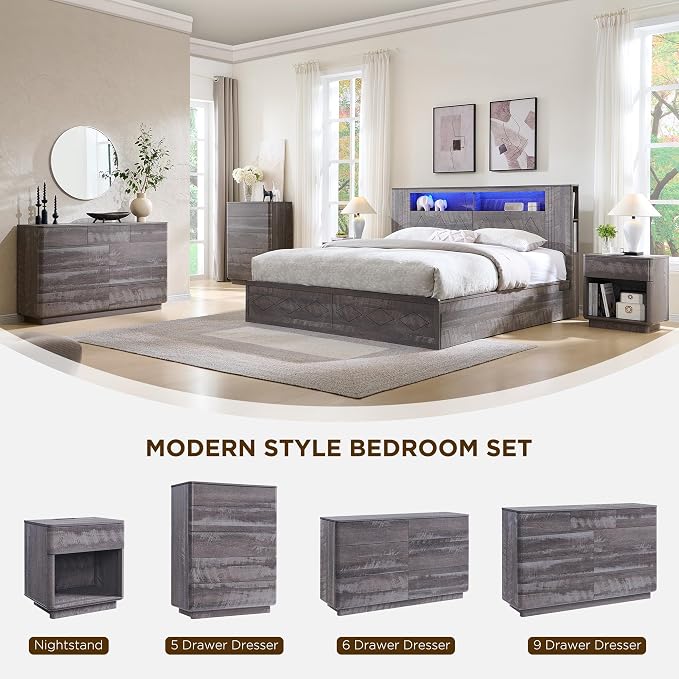 ACCOHOHO Modern 5 Drawer Dresser - Image 3